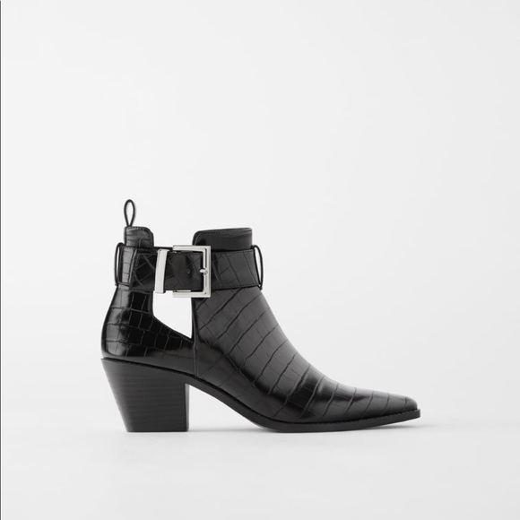Zara Animal Embossed Croc Bootie Boot - Picture 1 of 11